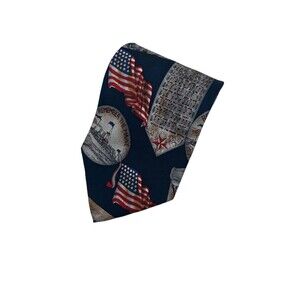 417 by Van Heusen Rember The Maine Star Spangled‎ Banner Silk Tie  58.75" x 4"